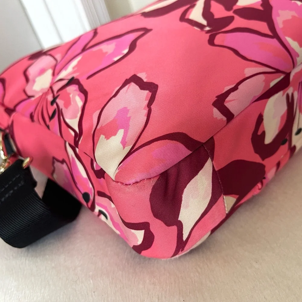 kate spade Pink Floral Laptop Bag with Storybook Lining EUC